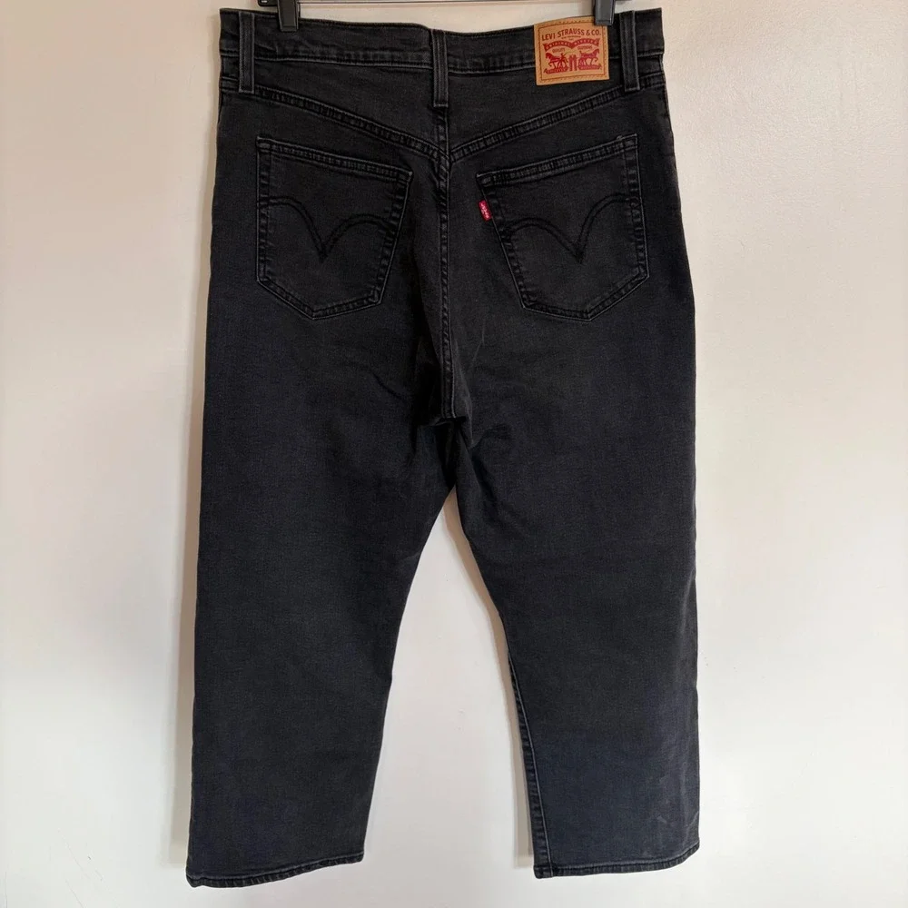 Levis 501 Original Cropped Jeans Faded Black High Rise Button Fly 72693-0134 W32